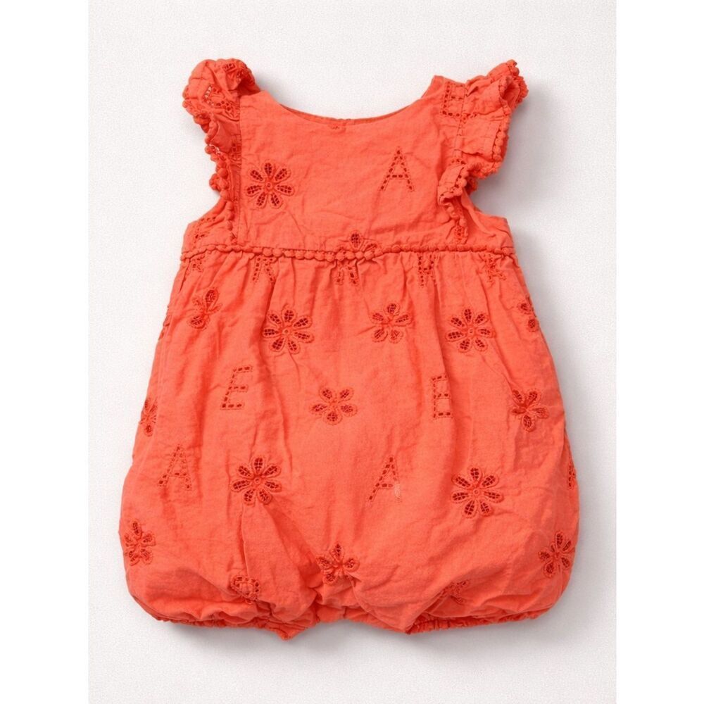 Baker By Ted Baker Orange eyelet bubble romper size 6-12 months